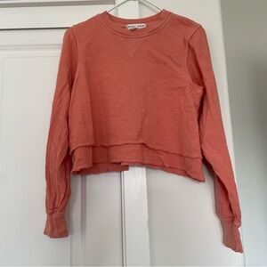 Apiece Apart cotton orange cropped tiered sweatshirt xs